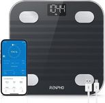 RENPHO Rechargeable Smart Body Fat Scale, Digital Scales for Body Weight, Electronic 13 Body Composition Monitors sync with App, Bluetooth Bathroom Scales for Weight, Elis 1, Black, 396 lbs