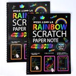 NewtonTech Scratch Art Paper Notebook/Pad, PACK of 2, 10.2"X7.5",16K，Rainbow Scratch Paper Note for Kids, as Educational Toys, Gift Choice for Birthday, Holidays, Christmas, New Year