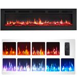 FlameKo Wilton 60"/152cm Electric Fireplace, Wall Mounted, Recessed, 9 Colour Flame Effect, Media Wall Compatible, 900W - 1800W Heater, Remote Control