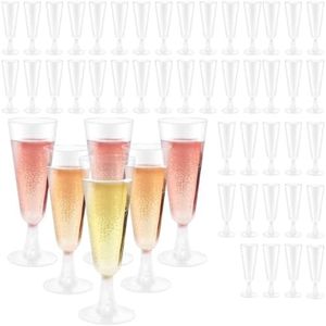 Aerzouser 50 Pièces Flute Champagne Plastique, 160ml Flute Champagne, Gobelet Plastique Reutilisable, Pour Les Mariages, Les Cocktails, Les Cadeaux De Fête