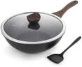 Kordisen Nonstick Wok with Lid, 12 Inch Woks & Stir-fry Pans, Granite Stone Coating for Cooking, Induction Cookware, Compatible with All Stovetops, PFOA Free