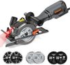 DOVAMAN Circular Saw, 5.8A 4-1/2" Circular Saw w/Laser, Metal Auxiliary Handle, 6 Blades (4½", 4¾"), Cutting Depth 1-11/16" (90°), 1-3/8" (45°), Ideal for Wood, Soft Metal, Plastic, Tile - MCS01A
