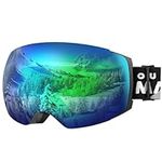 OutdoorMaster Ski Goggles PRO - Frameless, Interchangeable Lens 100% UV400 Protection Snow Goggles for Men & Women (A3-Black Frame, Revo Green Lens VLT 18%)