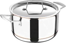 Bergner Argent 5CX 5-Ply Copper Core Stainless Steel Cooking Casserole/Briyani Pot/Handi with Steel Lid,Induction Base, 22cm, Sliver, Gas Ready