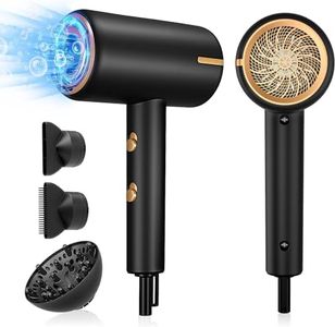 2000W Ionic Hair Dryer, Professional Negative Ion Hair Blow Dryer with Diffuser &2 Nozzles for Curly Hair, Powerful AC Motor, 3 Heating/2 Speed/Cold Settings for Women Men Kids Salon