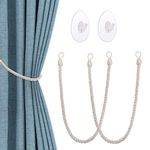 OOTSR Curtain Tiebacks with Transparent Self-Adhesive Hooks, Curtain Holders Window Curtain Rope Holdbacks Curtain Bracelets for Home Office Bedroom Living Room Decoration Window Treatment (White)