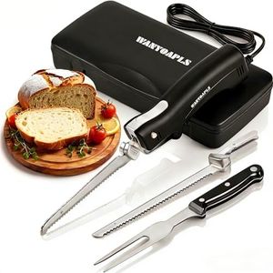 Electric Knife - Carving Knife Set, Black Ergonomic Handle Electric Knife Cutting 2000 Times/Minute with 60-inch Power Cord, for Meat, Poultry, Bread, Brisket Slicing, Kitchen Gift