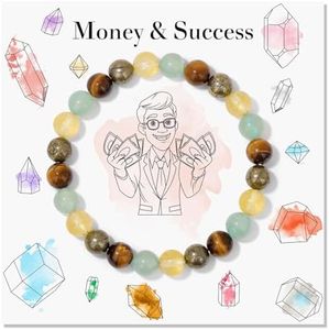 Risyfjew Natural Healing Crystal Bracelet for Wome Anxierty Protection Bracelet Good Luck Jewelry Gift, 19cm, Beaded,Beads, no gemstone