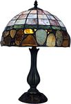 Home Supplies Tiffany Lamps, Stained Glass Handmade Tiffany Vintage Bedside Table Lamps for Living Room, Bedroom, and Lounge 12 Inches Wide, 18 Inches Height (Jade Stone Tiffany Handmade)