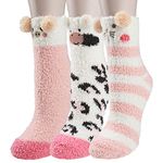 Benefeet Sox Womens Fuzzy Socks Girls Cute Slipper Socks Funny Fluffy Winter Warm Socks Soft Cozy Plush Indoor Sleep Socks, 3 Pack-pig, Cow, Cat, One Size