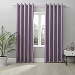 Coastline Textured Veiny Woven Thermal Blackout Eyelet Curtains (Lilac, 66x72)