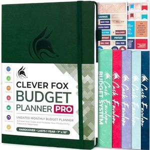 Clever Fox Budget Planner Pro - Financial Organizer + Cash Envelope Budget System. Monthly Finance Journal, Expense Tracker & Personal Account Book. Undated - Start Anytime. (7''x10'') – Dark Green