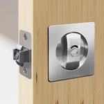 QINAIXQM Sliding Door Lock Pocket Door Lock with Privacy Color Indicators Invisible Recessed Door Lock Mortise Lock Wooden Door Lock Satin Nickel