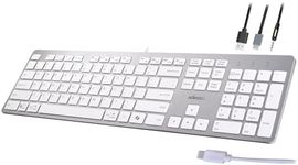 Adesso EasyTouch 730 - USB C Multi-OS Scissor Switch Keyboard with Copilot AI Hotkey, Type C Keyboard with Hub, Built-in USB-A/C Ports and 3.5mm Aux - Quiet, Slim Design AKB-730UW