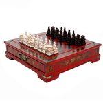 Dan&Dre Wooden International Chess Set Warriors Figure Chess Antique Board Family Game for Kids Adults