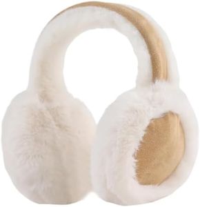 Zsedrut Winter Women Earmuff Foldable Ear Warmer Fluffy Ear Cover Warm Outdoor (Khaki)