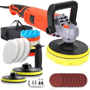 Buffer Polisher, Powerful Buffer Waxer, 7 Variable Speed 500-3300 RPM,Rotary Polisher with 6" and 7" Backing Plate, 1580W Rotary Polisher for Car Polishing, Waxing, Glaze, Sanding