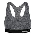 Reebok Women’s, Stretch Wireless Cropped Sports Top with Racer Back – Grey Marl, M