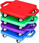 4 Pcs Sports Scooter Board with Handles,Fun Sports Scooters with Plastic Casters,Floor Scooter, Sitting Scooter Board for Kids Children Gym Indoor Outdoor Activities Play Equipment,Over 6 Years Old