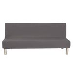 Solid Colour Armless Sofa Bed Cover Polyester Spandex Stretch Futon Slipcover Protector 3 Seater Elastic Full Folding Couch Sofa Cover fits Folding Sofa Bed without Armrests 80" x 50" in (Grey)