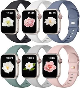 Maledan Compatible with Apple Watch Band 38mm 40mm 41mm 42mm 44mm 45mm 46mm 49mm Women Men, 6 Pack Silicone Sport Band Strap Compatible for Apple Watch Bands iWatch Series 10 9 8 7 6 5 4 3 SE Ultra