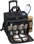 Picnic at Ascot Equipped Picnic Cooler on Wheels, Black with London Plaid