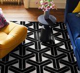 FloorFusion Modern Design Loop Cut Premium Rug Collection Woolen Carpet for Living Room Bedroom Drawing Room Hall and Floor Size 8 x 10 feet (240x300 cm) Color Black & White