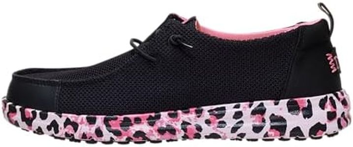 HEYDUDE Wendy Work CE Black Pink Leopard Size 6, Womens Shoes, Womens Slip-on Loafers, Comfortable & Light-Weight