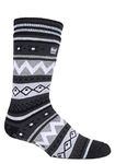 HEAT HOLDERS - Mens Soul Warming Thick Winter Nordic Patterned Non Slip Thermal Slipper Socks with Grippers (6-11 uk, Black/Charcoal (Soul))