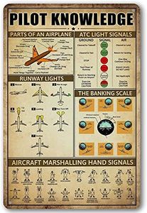 Retro Pilot Knowledge Metal Signs Vintage Airplane Decor For Home Aviation Art Wall Decor Air Plane Decorations For Boys Room Signs Gifts For Aviation Lovers WWII Posters