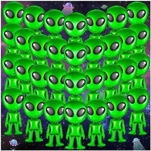 32pcs Green Alien Balloons 31.5in Alien Inflatable Funny Inflatable Alien Balloon Blow Up Alien for Halloween, Christmas, Birthday Alien Party Decoration
