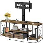 TV Stand with Mount and Fabric Drawers for 32-80 Inches TV - Entertainment Center and Industrial TV Console Table with Open Storage Shelves for Living Room, Bedroom- 47" Rustic Brown