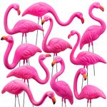 JOYIN 10 Pack Small Yard Flamingos Ornament Stakes, Mini Pink Flamingo Yard Decorations, Mini Lawn Plastic Flamingo Statue with Rubber Coating Metal Legs for Outdoor, Garden, Luau Party Gift (3-10IN)