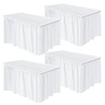 4 Pack White Plastic Table Skirt 29 Inches x 14 ft Disposable Table Skirt for Rectangle Table Tutu Table Skirt Plastic Tablecloth Wedding Shower Table Decor for Birthday Party Banquet