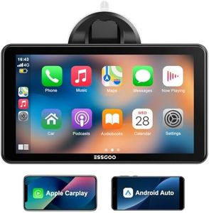 ESSGOO A-pple Carplay & Android Auto, 7 Inches Carplay Screen for Car with Light-Sensitive, Siri & G-oogle Assistant Voice Control, Mirror Link, Bluetooth,Suitable for Various Models