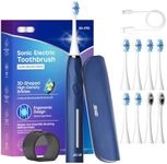 Seago Electric Toothbrush with Pressure Sensor, 8 Brush Heads & Travel Case, 30 Days Battery Life, 5 Modes with Teeth Whitening, Travel Electric Toothbrush, for Women/Men, SG-2752(Blue)