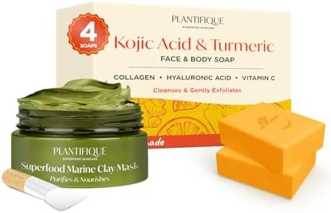 PLANTIFIQUE Kojic Acid Soap for Hyperpigmentation 320g and Korean Skin Care Detox Face Mask with Avocado & Superfoods