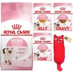 Kitten Food Wet and Dry Bundle | Royal Canin Kitten Food Dry 1x 400g | Royal Canin Kitten Food Wet | 1x 85g Kitten Food in Gravy 1x 85g Jelly, 1x 85g Loaf in Sauce | 1x Pet Purpose Catnip Toy