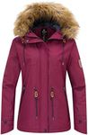 Wantdo Women's Waterproof Ski Jacket Outdoor Windproof Sports Coat Warm Winter Fleece Coats Mountain Snowboarding Jackets Wine Red M