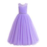 Glamulice Flower Girl Dresses for Wedding Rhinestone Pageant Birthday Party Dress Lavender Little Girls Formal Holiday Bridesmaid Tulle Gown Daddy Daughter Dance Evening Prom Ball Gown Light Purple 6