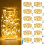 btfarm 12 Pack 3 Modes LED Fairy Lights Battery Operated, 2M 20LED Mini String Lights Battery Powered IP65 Waterproof Silver Wire Small Fairy Lights Indoor Outdoor for Jars, Christmas, Party, Bedroom