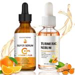 Turmeric Face Serum,20% Vitamin C Serum For Face Serum,Natural Turmeric Oil Skin Care,&Anti Aging&Wrinkle Face Serum,Impove Dark Spots Moisturizing Erase Fine Lines(Vitamin C+Turmeric)