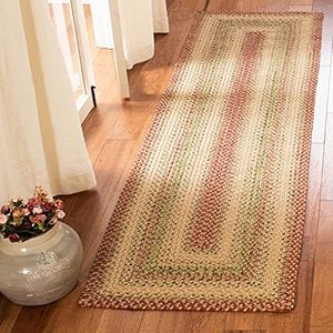 SAFAVIEH Braided Collection 2'3" x 6' Rust / Multi BRD303A Handmade Country Cottage Reversible Runner Rug