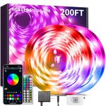 Bathebright 200FT led Lights Strip for Bedroom Smart Music Sync RGB Color Changing with App and Remote Control, Power Supply Led Strip Lights Lumiere Led for Home Party Room Decor