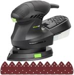 GALAX PRO 200W Detail Sander, 12000 OPM Electric Orbital Sander, Detail Mouse Sander Paired with Dust Collection and 10 Pieces of Sandpaper