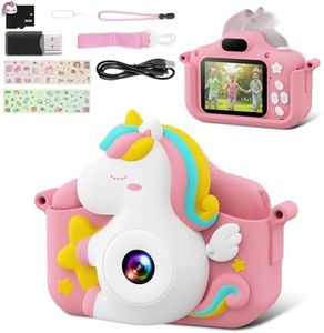 CAMCLID Macchina Fotografica Bambini, 2.0 Pollici Fotocamera Digitale Bambini 1080P HD Videocamera con Scheda 32 GB, Regalo Giocattolo di Natale & Compleanno per Ragazze Ragazzi da 3-12 Anni (Rosa)