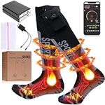 ZONSUSE Rechargeable Electric Heated Socks for Men and Women,5V 5000mAh， Winter Skiing Camping Cycling Fishing Hunting etc Warm Socks, Foot Warmer with APP Remote Control and 3 Heating Settings (L)