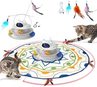 Juguete Interactivo para Gatos Adultos de Interior, Juguete Automático 4 en 1 para Gatos, Juego Electrónico de Plumas para Gatitos