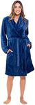 Turquaz Robes For Women, Womens Fleece Shawl Collar Soft Plush Knee Length Spa Robe