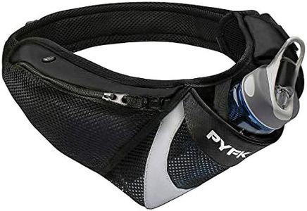 PYFK Running Belt Hydration Waist Pack with Water Bottle Holder for Men Women Waist Pouch Fanny Bag Reflective (Upgrade Black)